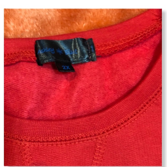 Ashley Blue Red Sweater Blouse 2x - Picture 2 of 6